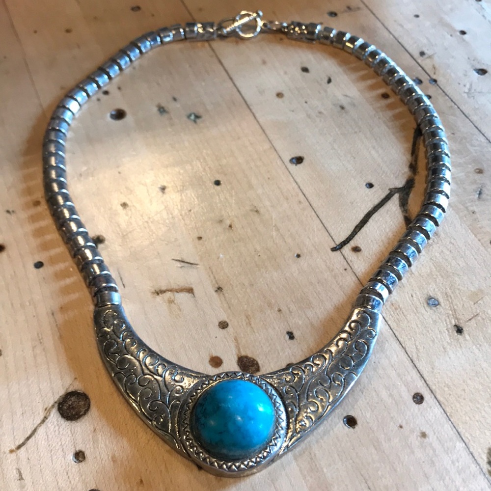 Vintage silver and turquoise necklace
